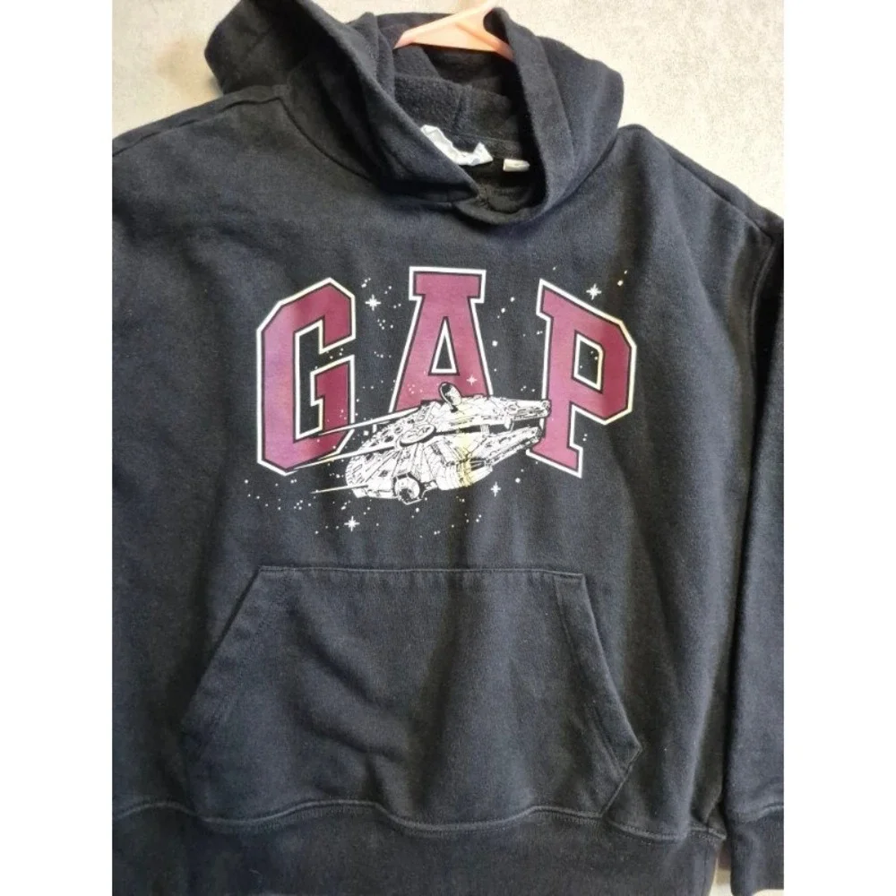 GAP Star Wars Kids Millennium Falcon Logo Hoodie Charcoal Gray Size M